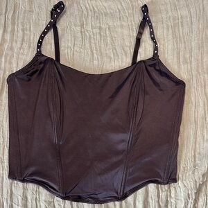 Steve Madden Black Satin Top with Studded Straps